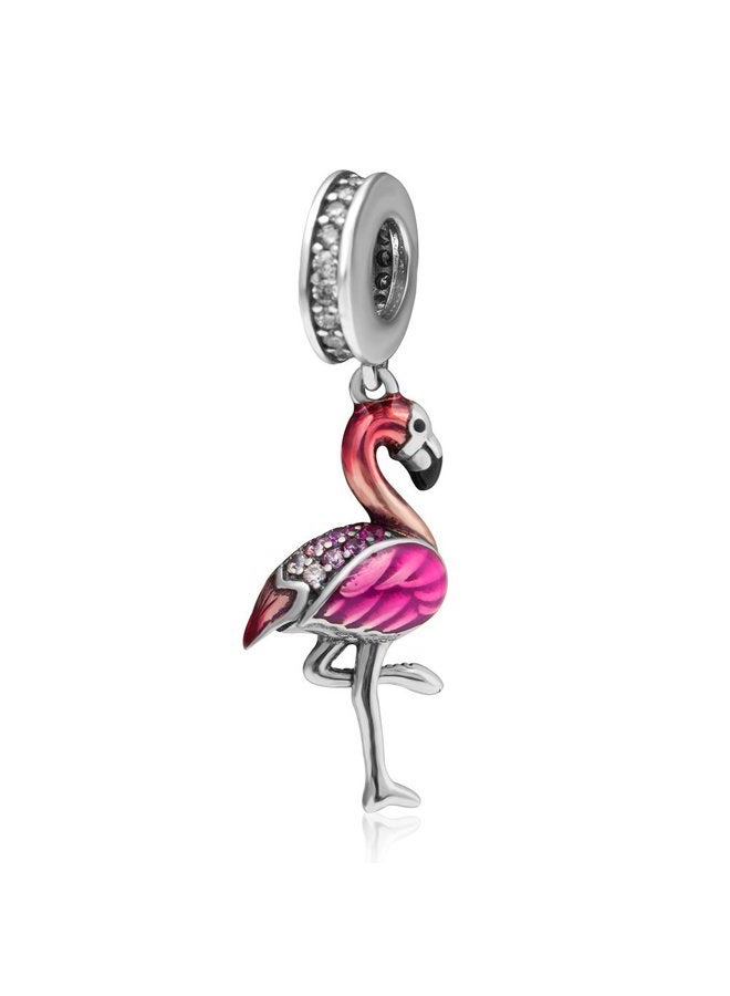 Flamingos Charm 925 Sterling Silver Bird Beads for Fashion Charms Bracelet & Necklace