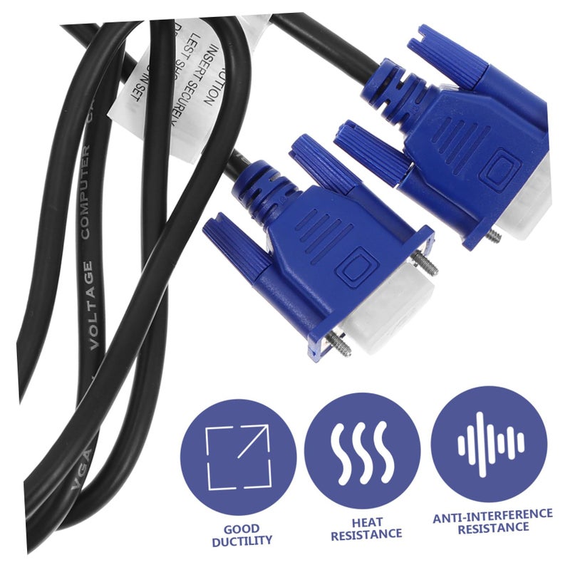 VGA Extension Cable 2 Pack Blue Connector PE Cover Heat Resistant Lightweight Compact - Image 4