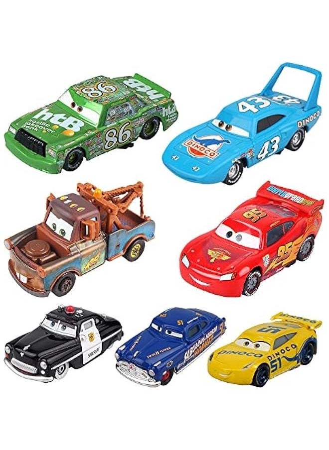 Generic - Car 2 3 Toys Mater Chick Hicks The King Doc Hudson Sheriff Diecast Car Toy Set for Boy Kids (7pcs) - Image 1