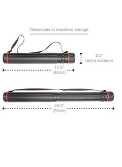 VViViD Black Plastic 17.5” x 2.5” Diameter Telescoping Document and Poster Storage Transit Tube w/Nylon Carrying Strap (1 Pack)  - Image 3