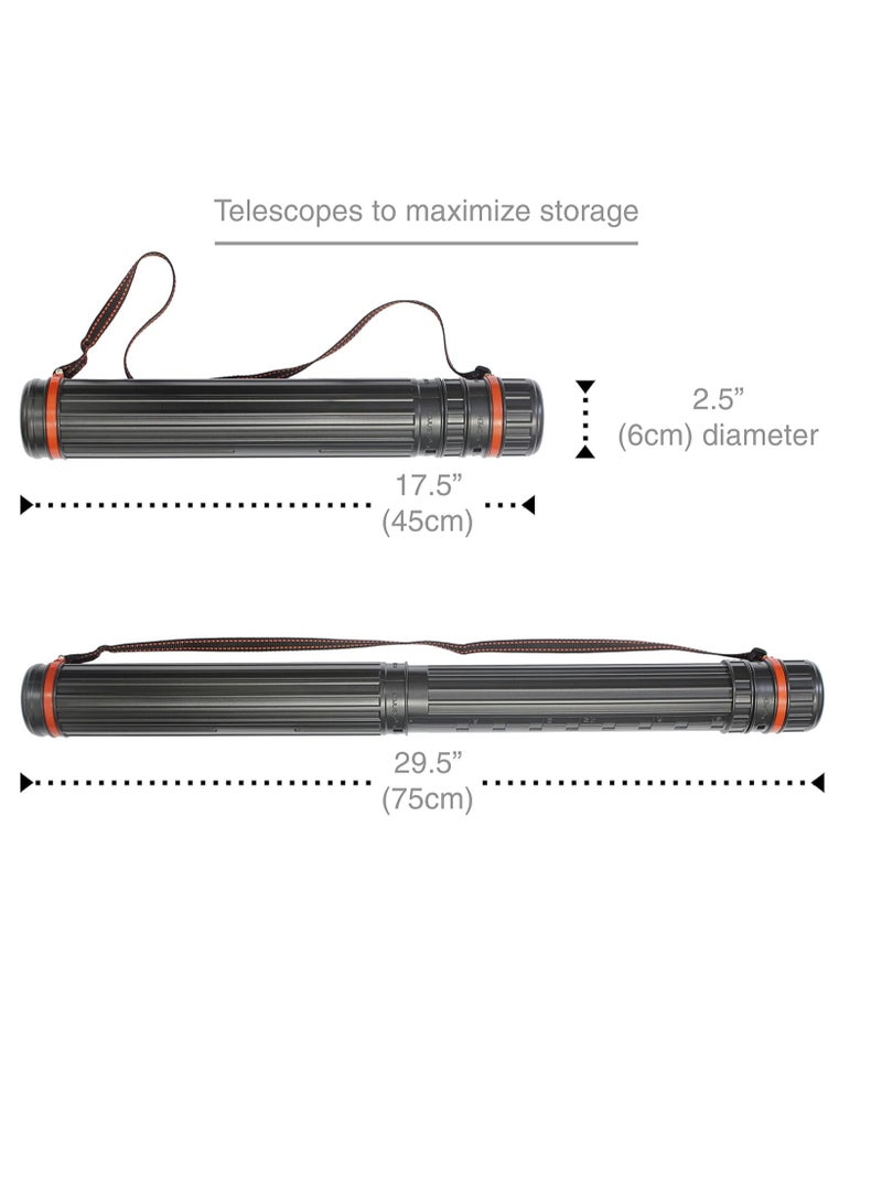 VViViD Black Plastic 17.5” x 2.5” Diameter Telescoping Document and Poster Storage Transit Tube w/Nylon Carrying Strap (1 Pack) - Image 3