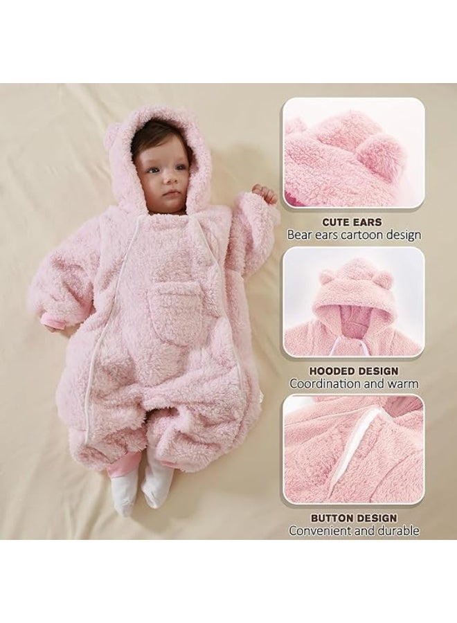 DOOKOO Baby Snowsuit Fleece Jumpsuit Newborn Winter Clothes Toddler Girls Boys Romper Thick Warm Hooded Bear Onepiece Outfit - Image 2