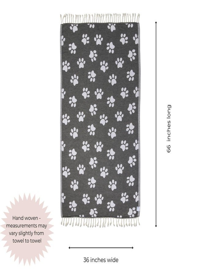 InfuseZen Turkish Towel - Reversible Paw Print Design - 100% Organic Cotton, Soft, Lightweight, Absorbent - Quick Dry, Sand Free Beach Peshtemal - for Dog & Cat Lover- Bath, Pool, Gym - Black/White - Image 3