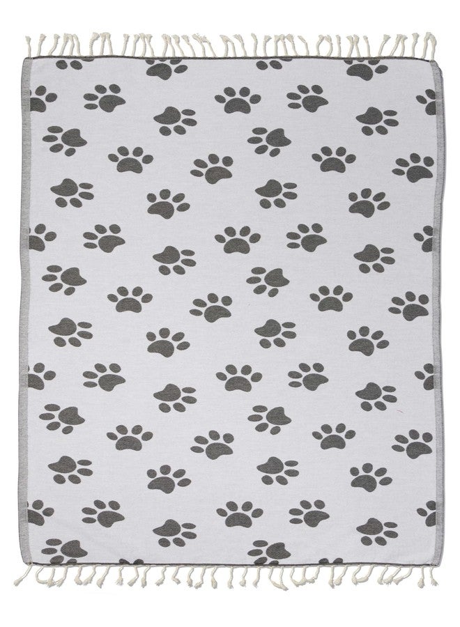 InfuseZen Turkish Towel - Reversible Paw Print Design - 100% Organic Cotton, Soft, Lightweight, Absorbent - Quick Dry, Sand Free Beach Peshtemal - for Dog & Cat Lover- Bath, Pool, Gym - Black/White - Image 5