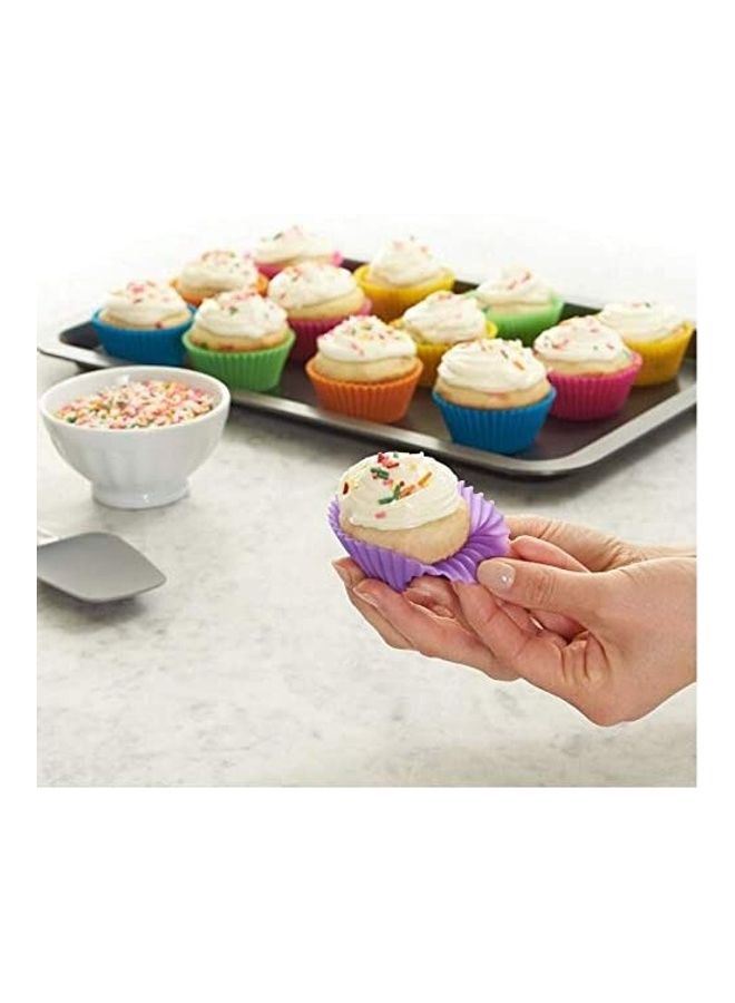 NIBEMINENT 12-Piece Muffin Colourful Round Shape Silicone Cupcake Mould Multicolour 7cm - Image 2