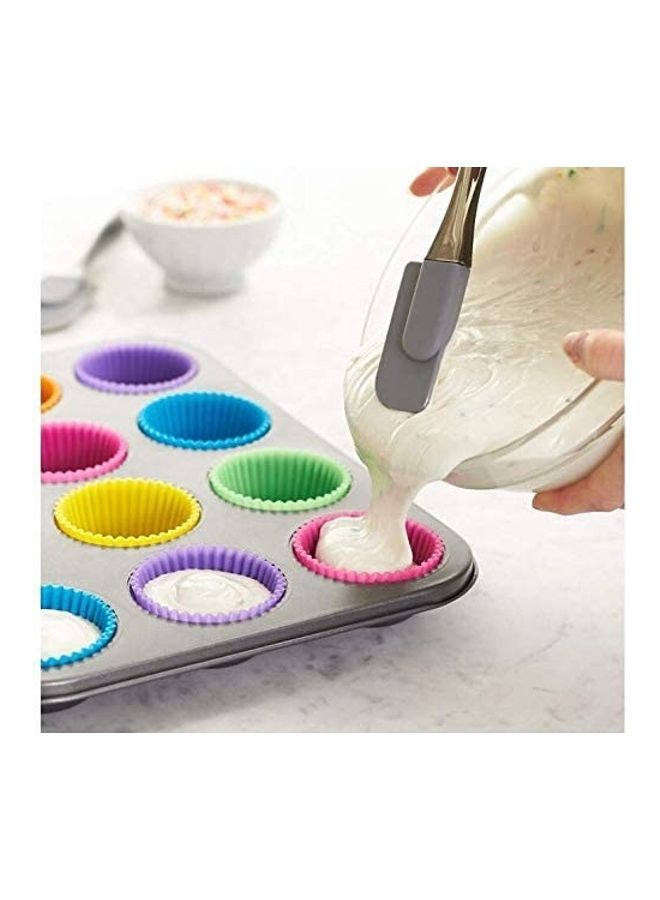 NIBEMINENT 12-Piece Muffin Colourful Round Shape Silicone Cupcake Mould Multicolour 7cm - Image 3