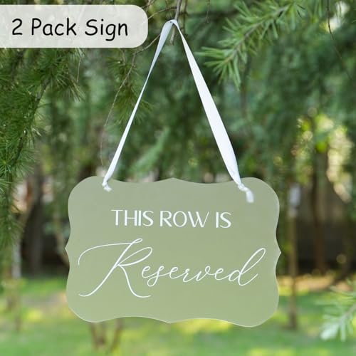 Puremigo 2 Pack This Row Is Reserved Sign for Wedding Set Frosted Acrylic Wedding Ceremony Seating Chairs Aisle Decor Table Signs - Image 2
