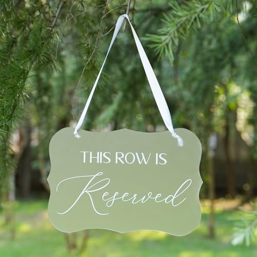 Puremigo 2 Pack This Row Is Reserved Sign for Wedding Set Frosted Acrylic Wedding Ceremony Seating Chairs Aisle Decor Table Signs - Image 1