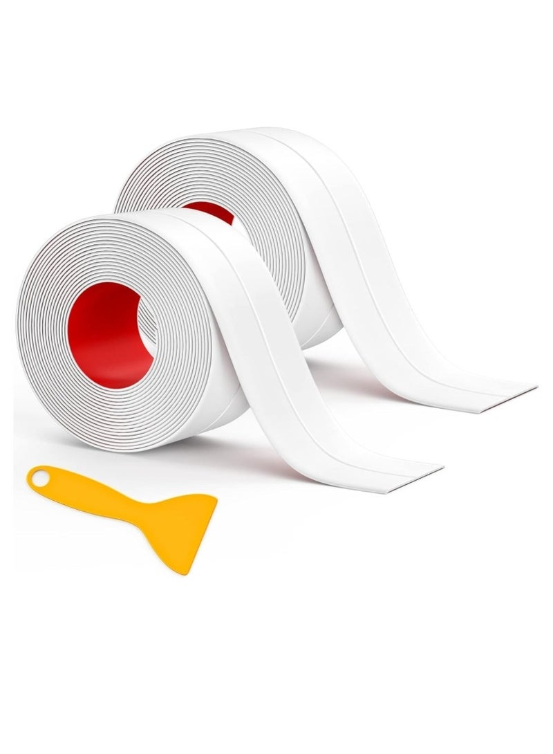 الواحة-TH 2 لفافة من شريط السد المقاوم للماء باللون الأبيض - شريط سد ذاتي اللصق، شريط مانع تسرب سيليكوني مقاوم للماء لحوض الاستحمام والمرحاض والمطبخ - واقي لحواف سطح العمل مع أداة سد - Image 1