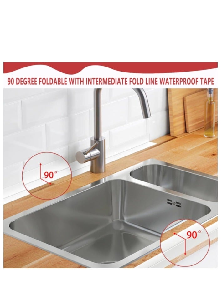 الواحة-TH 2 لفافة من شريط السد المقاوم للماء باللون الأبيض - شريط سد ذاتي اللصق، شريط مانع تسرب سيليكوني مقاوم للماء لحوض الاستحمام والمرحاض والمطبخ - واقي لحواف سطح العمل مع أداة سد - Image 4