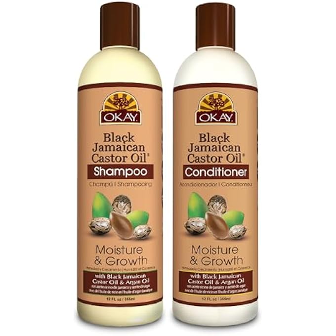 OKAY -SHAMPOO AND CONDITIONER BLACK JAMAICAN CASTOR OIL HAIR CARE SET MOISTURE AND GROWTH - SET OF 2 - Image 1
