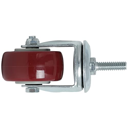 Finnhomy Swivel Caster Wheels 2 Inch Heavy Duty Threaded Stem Casters 1/4" - 20 x 1 Set of 4 for Wire Shelve Wheels PU Load Bearing 800 Lbs Anti-wear Smooth Casters, Red - Image 4