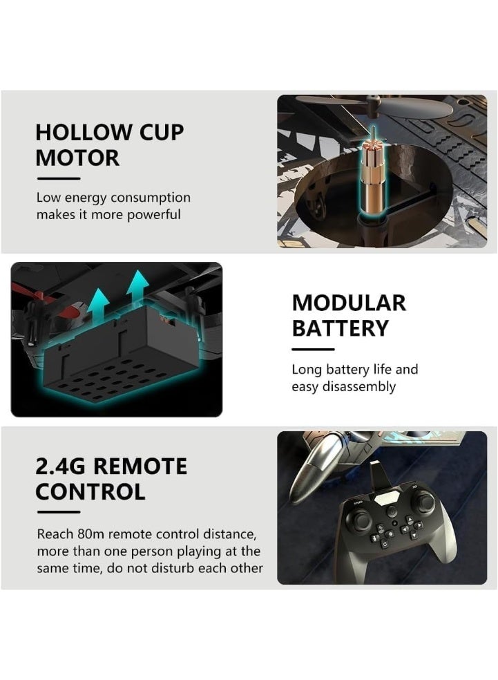 MUNTAQI Aeroplane 2.4GHz Remote Controlled Aeroplane L0712 Quadcopter Floating Fighter Plane RC Aeroplane RTF for Beginners, Children and Adults, APlane Toy with Coloured Lights USB Charging - Image 3