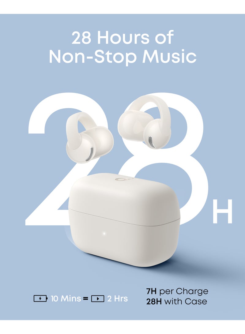Soundcore C50i by Anker, Open-Ear Headphones, Clip-On Earbuds, Ultra-Comfort, FlexiClip Design, 12mm Drivers for Powerful Bass, AI Clear Calls, 28H Playtime, Secure Fit, Hi-Res, IP55, Bluetooth 6.0 White - Image 5