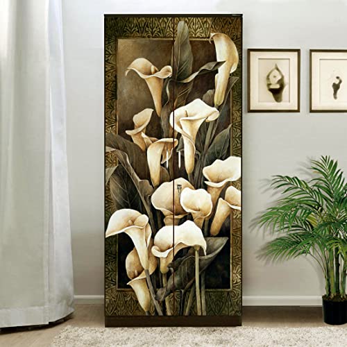 WallDaddy Self Adhesive Almirah Stickers, Wall Stickers, Decorative Sticker Wallpaper for Home Wardrobe Doors (Scary Flower Almirah) PVC Vinyl Size Large (39 x 84 Inch) - Image 1