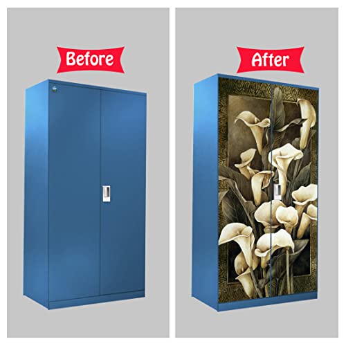 WallDaddy Self Adhesive Almirah Stickers, Wall Stickers, Decorative Sticker Wallpaper for Home Wardrobe Doors (Scary Flower Almirah) PVC Vinyl Size Large (39 x 84 Inch) - Image 5