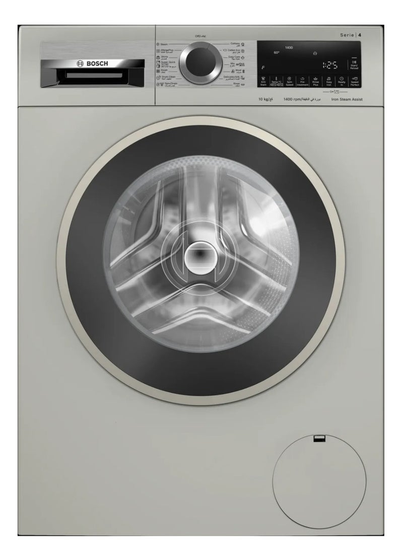 BOSCH Washer front loade Series 4 Maximum spin speed 1400 rpm LED-display Eco silence drive inox 10 kg WGA2540XEG Silver - Image 1