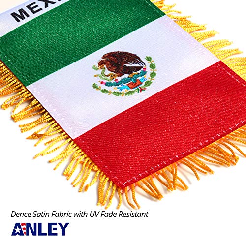 Anley 4 X 6 Inch Mexico Fringy Window Hanging Flag - Mini Flag Banner & Car Rearview Mirror Décor - Fringed & Double Sided - Mexican Hanging Flag with Suction Cup - Image 4
