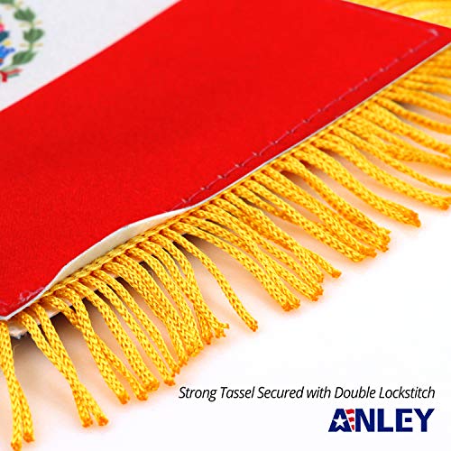 Anley 4 X 6 Inch Mexico Fringy Window Hanging Flag - Mini Flag Banner & Car Rearview Mirror Décor - Fringed & Double Sided - Mexican Hanging Flag with Suction Cup - Image 2