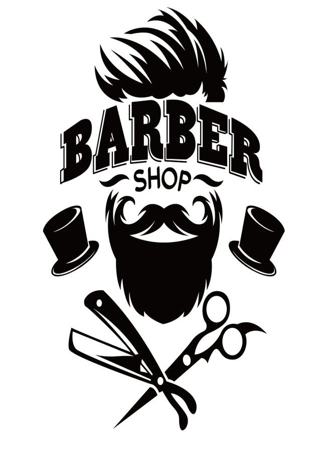 SUPERDANT Barber Shop Wall Sticker Black and White Hairdressing Theme Vinyl Wall Decor Barber Shop Decal Wallpaper Art Stickers for Home Bedroom Living Room Barber Shop Decorations 23.2x13.7in - Image 1