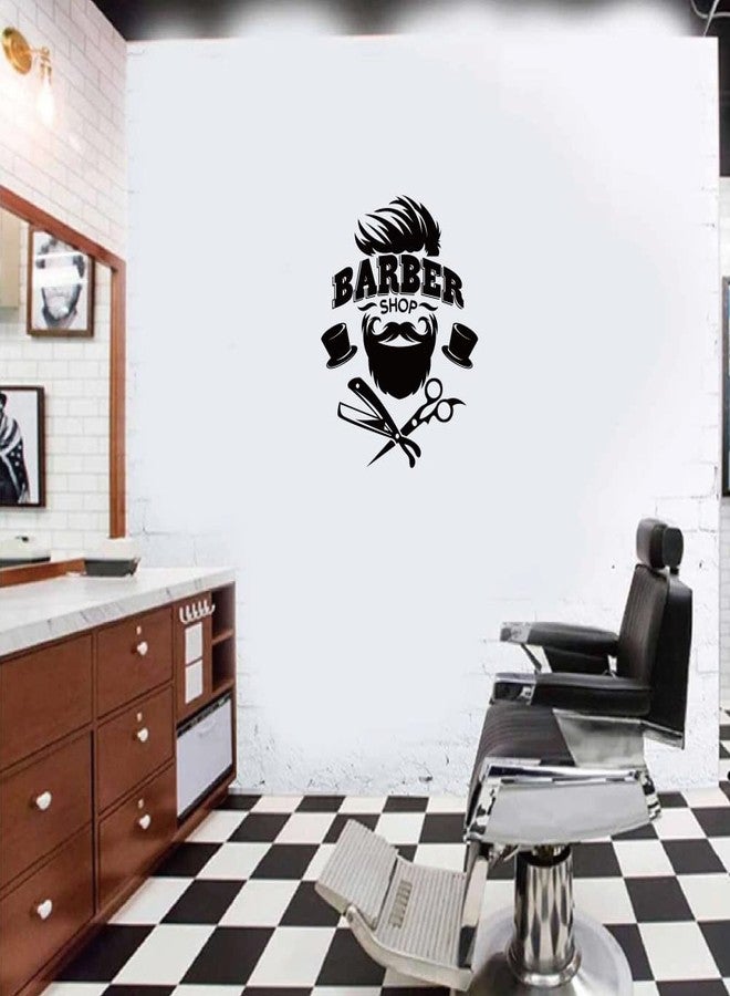 SUPERDANT Barber Shop Wall Sticker Black and White Hairdressing Theme Vinyl Wall Decor Barber Shop Decal Wallpaper Art Stickers for Home Bedroom Living Room Barber Shop Decorations 23.2x13.7in - Image 3