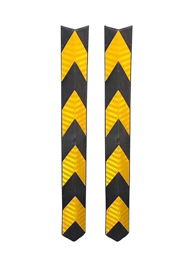 MINSALES 800mm L-Shaped Rubber Corner Guard - Pack of 2 with Yellow Reflective Tape | High Visibility Parking Pillar Protector for Garage, Warehouse, and Wall Protection - Image 1
