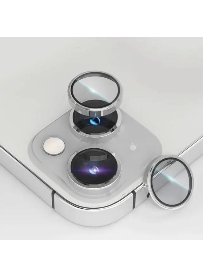 ليفيلو لوسنت ديو 9 ساعة صلابة عدسة الكاميرا حامي آيفون 14/14 برو ماكس-فضي