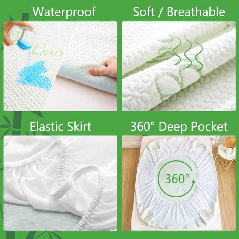 GOONIK King Mattress Protector, Breathable Bamboo Viscose Waterproof King Size Mattress Pad Cover with 6-18 inches Deep Pocket - Image 3