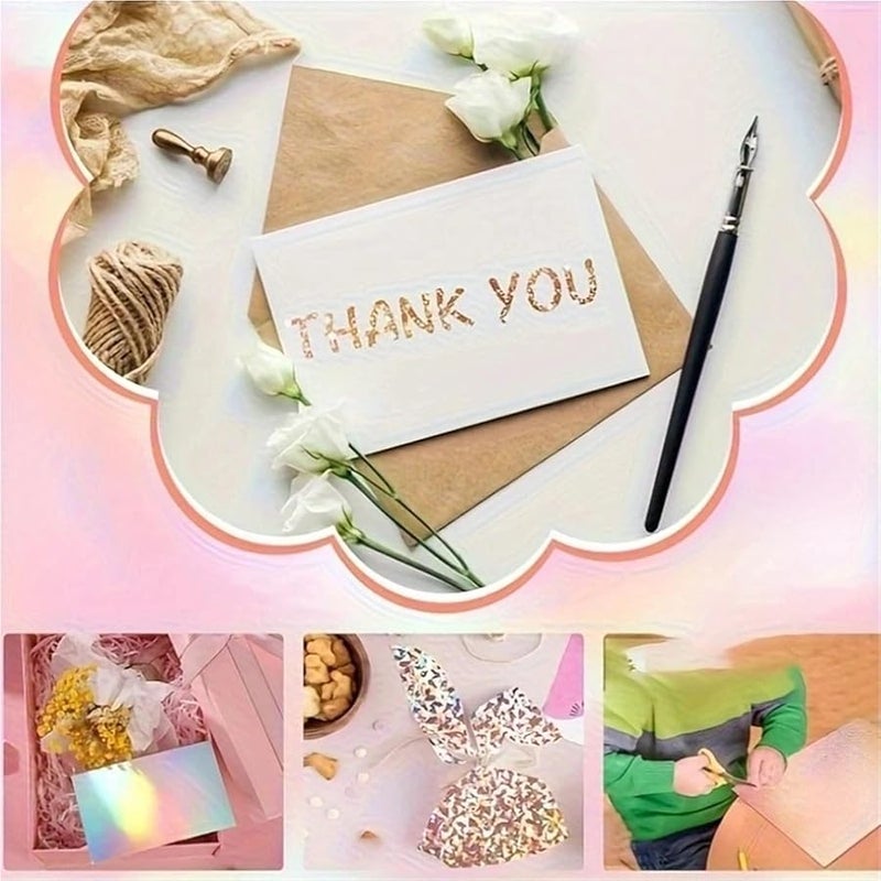 ورق الهولوغرام 24 ورقة 250 جرام ورق معدني لصنع البطاقات اليدوية وأعمال القصاصات والحرف - Image 3