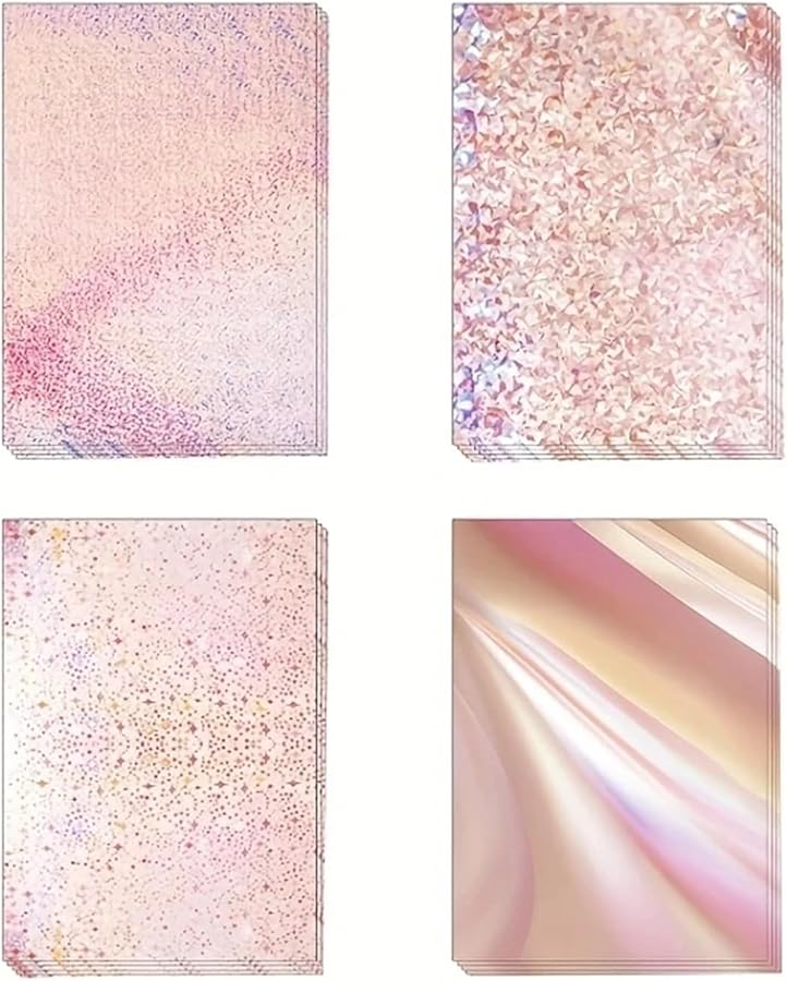 ورق الهولوغرام 24 ورقة 250 جرام ورق معدني لصنع البطاقات اليدوية وأعمال القصاصات والحرف - Image 2