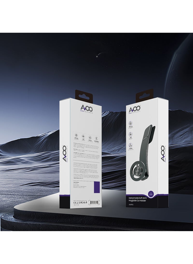 AVOO Detachable MagSafe Magnetic Car Mount, Bendable Car Phone Holder, MagSafe Car Dashboard Mount Compatible with Various Car Models and Phone Sizes - Image 3