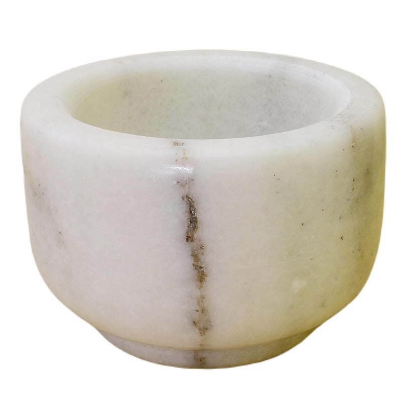KunhaR Natural White Marble Mortar and Pestle Set Imam Dasta Ohkli Musal Kharal 4 x 25 Inches White Half Polish - Image 5