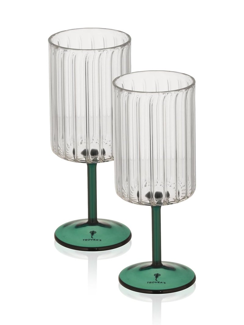 Trovea's Teal Ripple Wine Glass(Pack of 2) Wine & Wine Based Cocktails, Mocktails - Image 1