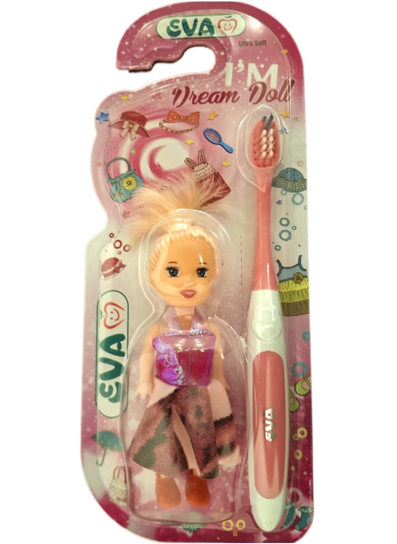 Eva Toothbrush With A Kid's Doll - Pink 