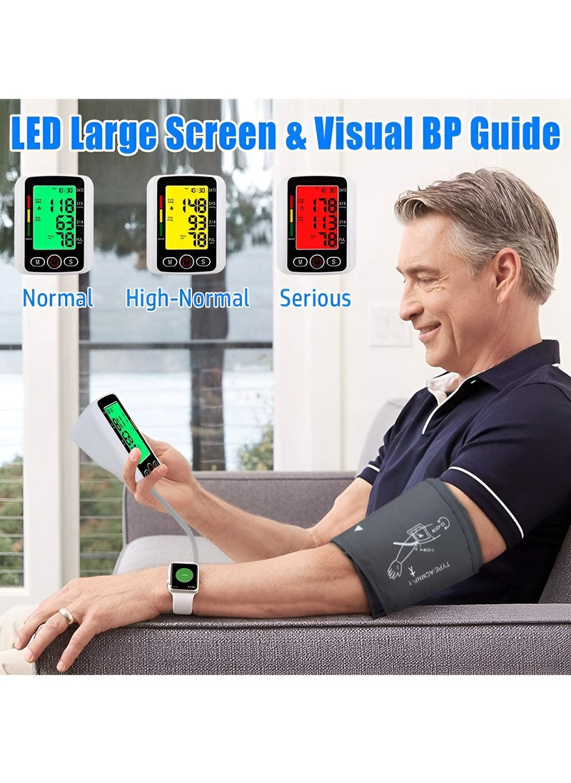BORTONY - Blood Pressure Monitor Upper Arm Digital BP Machine Auto Reading Large LCD Display Electronic Blood Pressure Monitor Sphygmomanometer with Voice Function Accurate BP Cuff Kit, Cuff 22-36Cm - Image 1