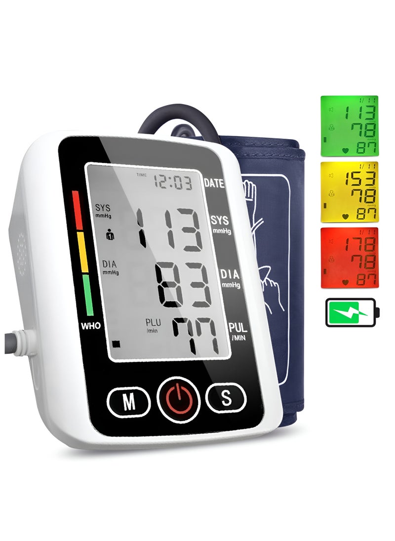 BORTONY - Blood Pressure Monitor Upper Arm Digital BP Machine Auto Reading Large LCD Display Electronic Blood Pressure Monitor Sphygmomanometer with Voice Function Accurate BP Cuff Kit, Cuff 22-36Cm - Image 1