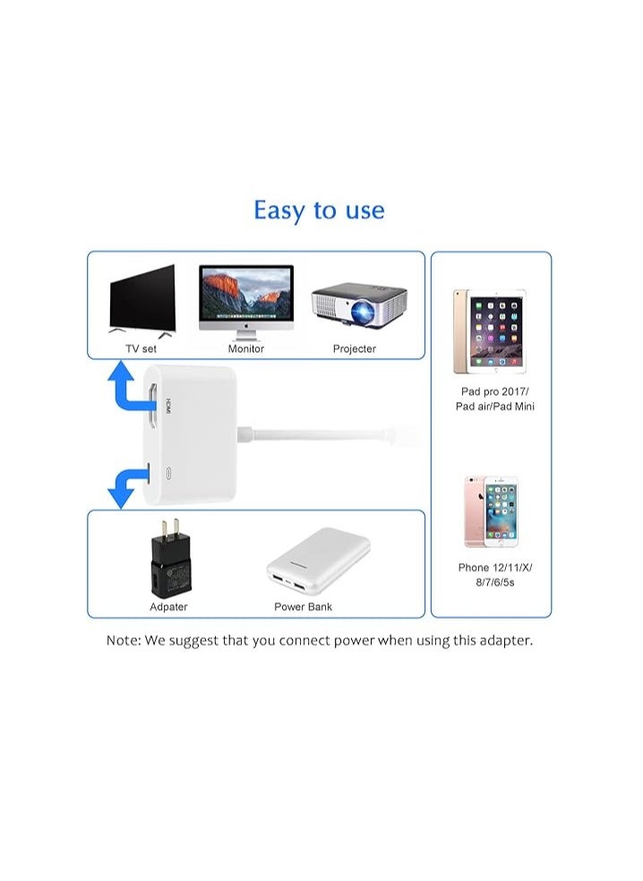 ماركة غير محددة - محول AGEEMY Lightning HDMI لأجهزة iPhone، معتمد من Apple MFi، محول iPhone HDMI بدقة 1080 بكسل محول AV رقمي لمزامنة الفيديو والصوت موصل Lightning HDMI لأجهزة iPhone 14/13/12/11/XS/XR/X/8/7 - Image 1