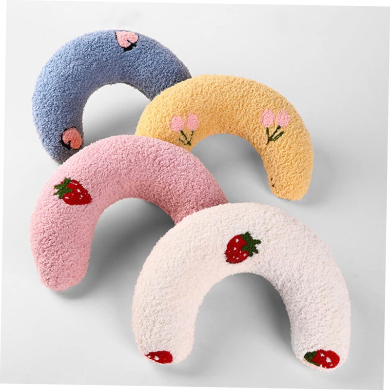 U Shaped Cat Pillow for Neck Support Comfortable Sleep Indoor Kittens Beige - Image 5