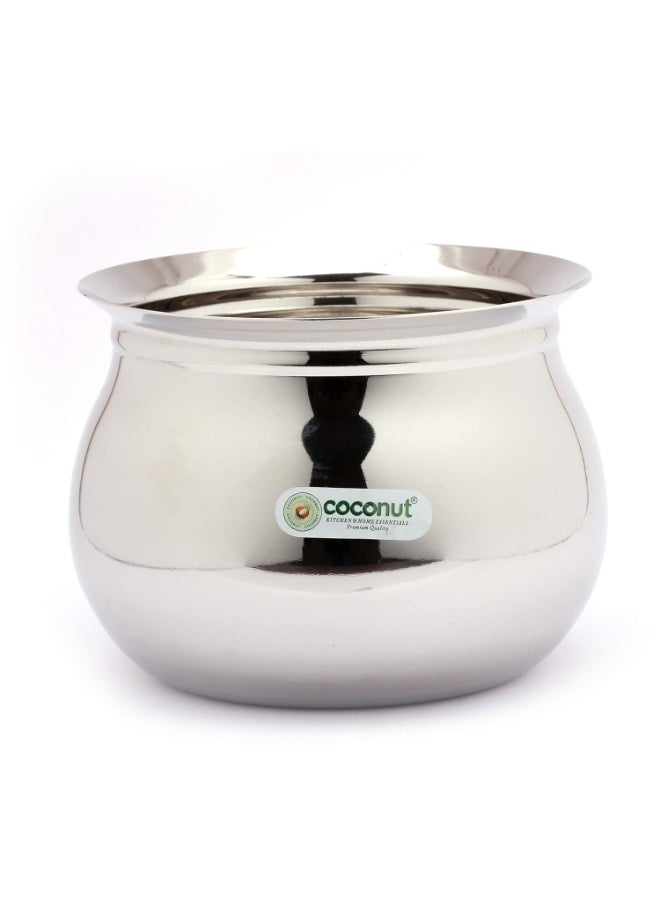 Coconut Stainless Steel Kanchi Handi/Saucepan Cookware (Without Handle & Lid) - 1 Unit - Capacity -800ML - Image 1