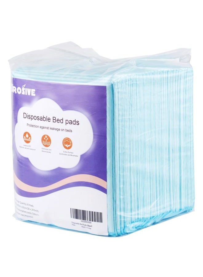 Brosive Small Disposable Bed Pads, 18" x 24", 30 Packs, Leak-Proof, Breathable, High Absorbency, For Children & Pets, White - Image 1