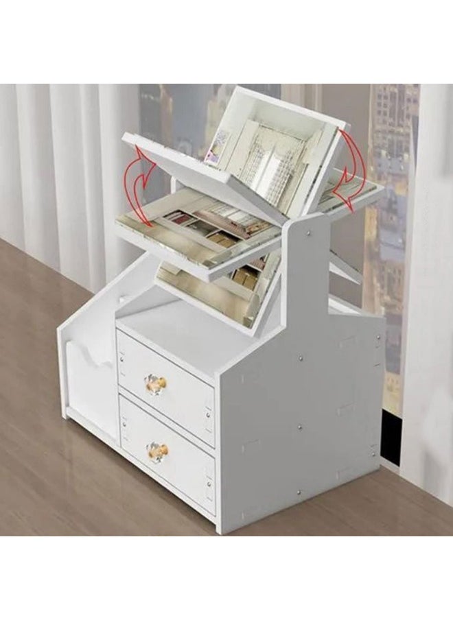 Generic - White Cosmetic Storage Box Plastic Material Cosmetic Organizer Countertop Layer Design Large Double Box Mirrors Large Bottles are Unrestricted Face Cream Organizer for Storing Cosmetics - Image 1