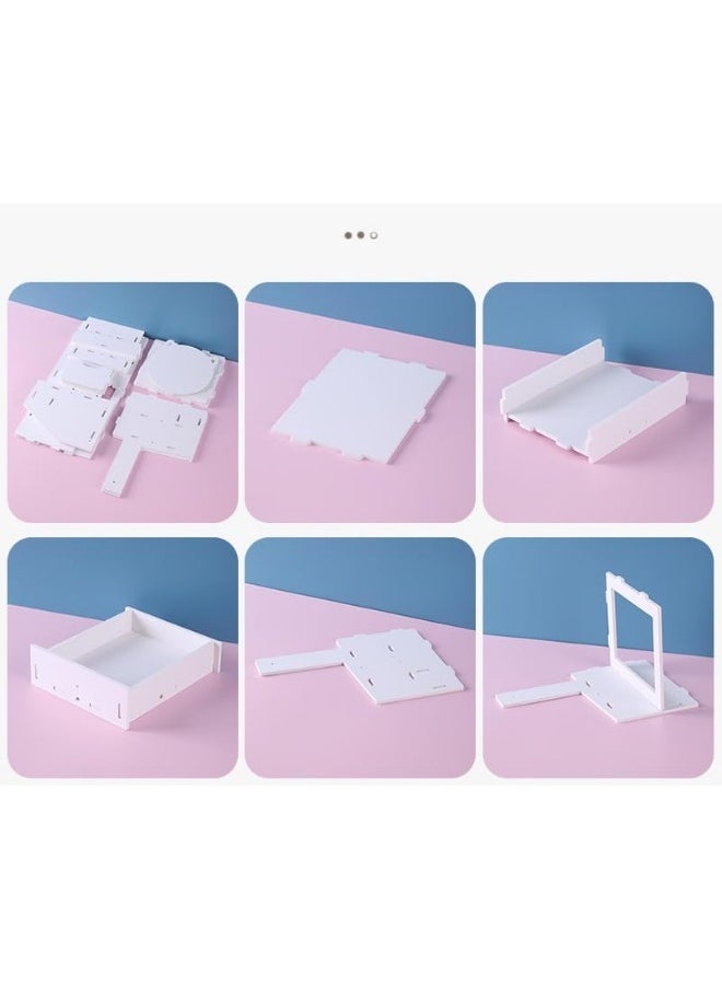 Generic - White Cosmetic Storage Box Plastic Material Cosmetic Organizer Countertop Layer Design Large Double Box Mirrors Large Bottles are Unrestricted Face Cream Organizer for Storing Cosmetics - Image 1
