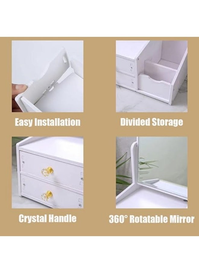 Generic - White Cosmetic Storage Box Plastic Material Cosmetic Organizer Countertop Layer Design Large Double Box Mirrors Large Bottles are Unrestricted Face Cream Organizer for Storing Cosmetics - Image 1