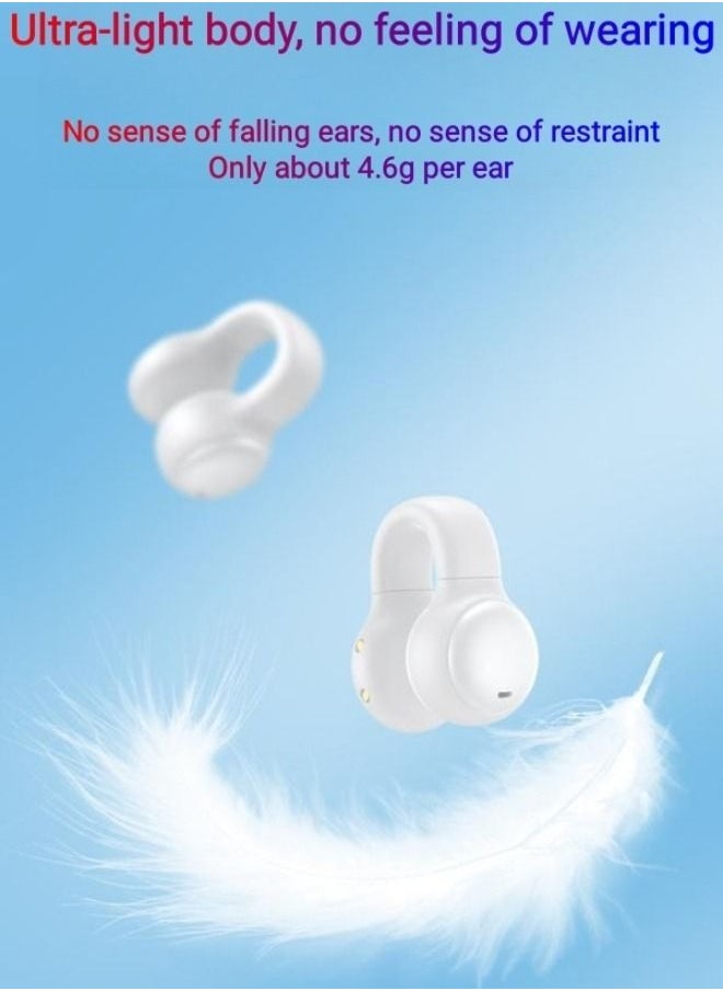 TWS - Ear Clip Bone Conduction Earbuds Open Ears Headphones White - Image 1