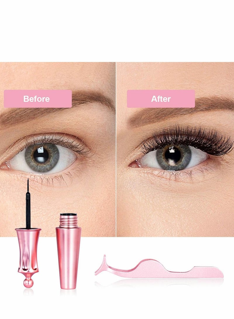 Captaintech Magnetic Eyelashes and Eyeliner Kit, Reusable 3D False Lashes Extension No Glue Needed, Black, 5 Pairs - Image 2