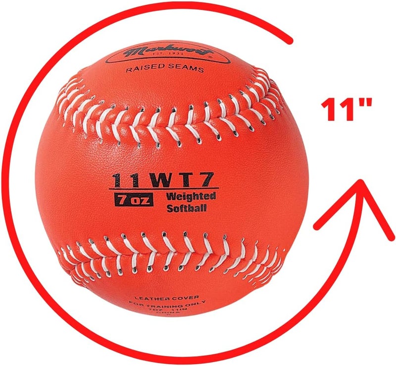 Markwort Color Coded Weighted 11-Inch Softball for Training and Practice - Image 2