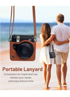SYOSI Camera Case Bag for Fuji Instax Mini 99 Instant Camera with Adjustable Shoulder Strap/Photo Frame/Cartoon Sticker (Brown)  - Image 3