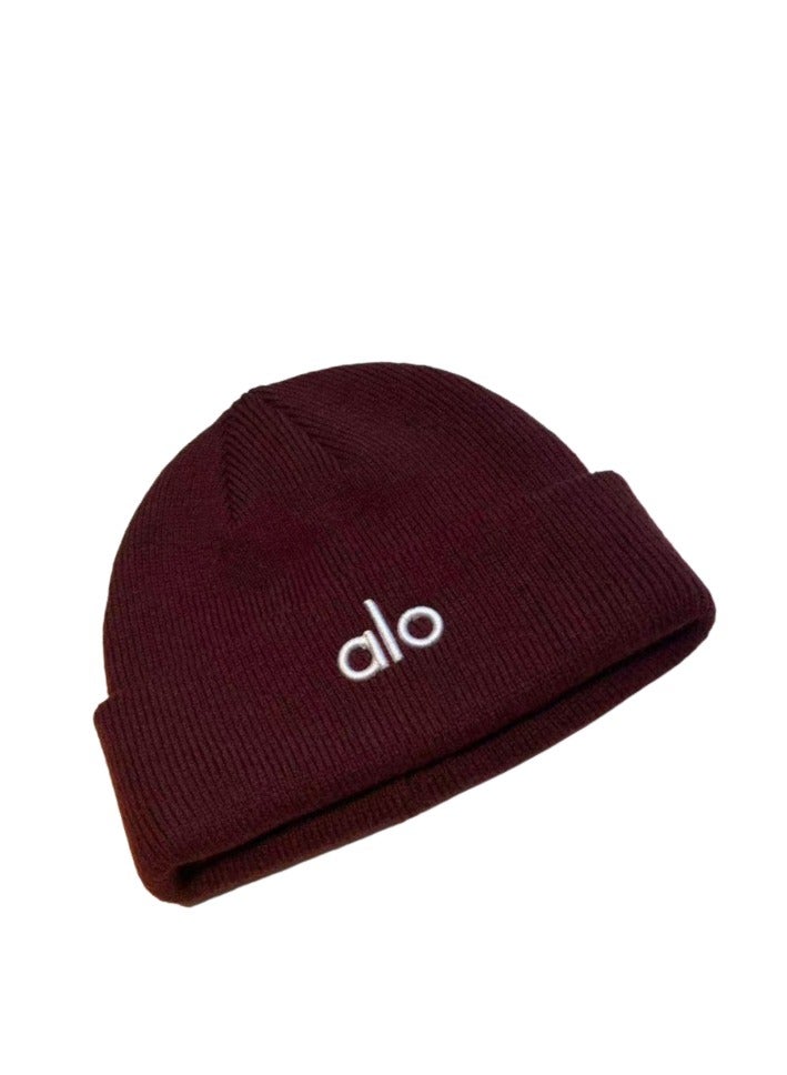 alo Beanie Hat for Men Women Embroidered Knit Winter Beanies Cap - Image 1