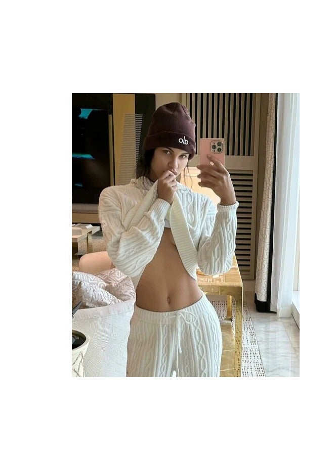 alo Beanie Hat for Men Women Embroidered Knit Winter Beanies Cap - Image 2