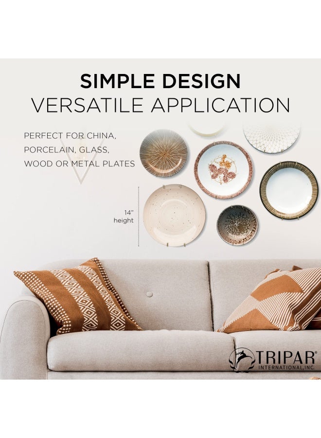 Tripar Wall Plate Hanger Brass Wire 1014 Inch  Durable Flexible Coils Conform to Most Plates  Holds Up to 2lbs on Wall  Features Clear Coated Vinyl Tips and Sleeves to Prevent Scratches - Image 2